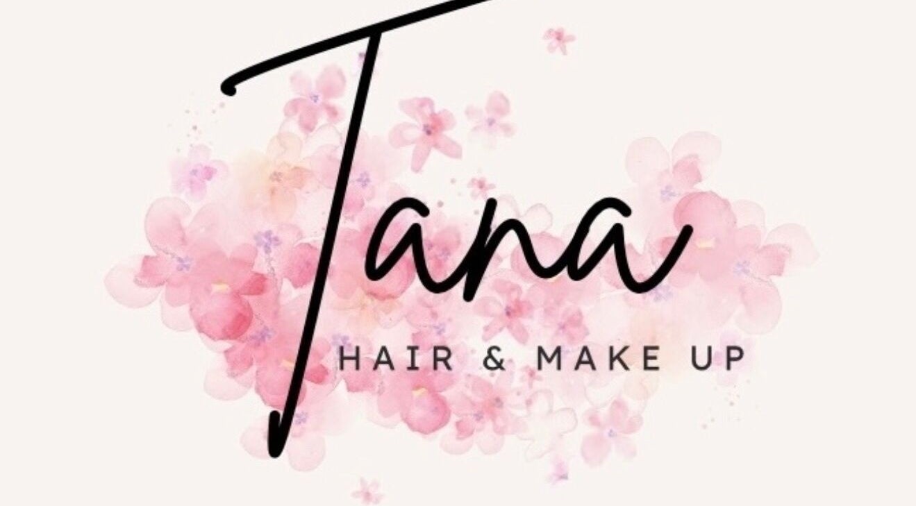 Tana Hair & Make Up logo with pink flowers, Melbourne, Victoria, AU.