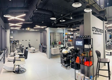 Interior of Jeddah 30 Degrees Barbershop Alnaeem in Jeddah, Makkah Province, SA showcasing sleek modern design.
