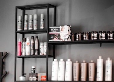 Beauty products neatly displayed on a shelf at AL Falah 30 Degrees, Riyadh, Riyadh Province, SA.