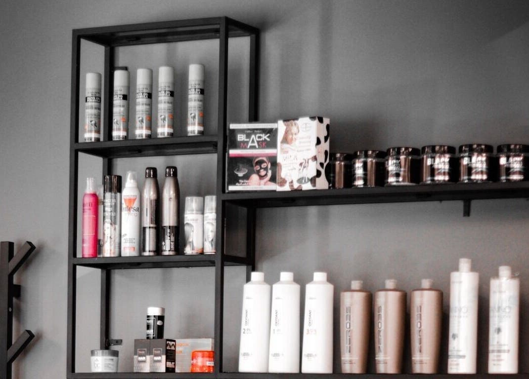 Beauty products neatly displayed on a shelf at AL Falah 30 Degrees, Riyadh, Riyadh Province, SA.