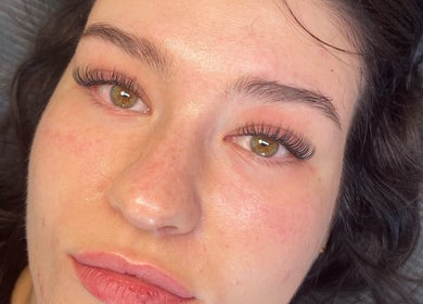 Close-up of elegant eyelash extensions from CM Lash & Beauty, Wellington, England, GB.