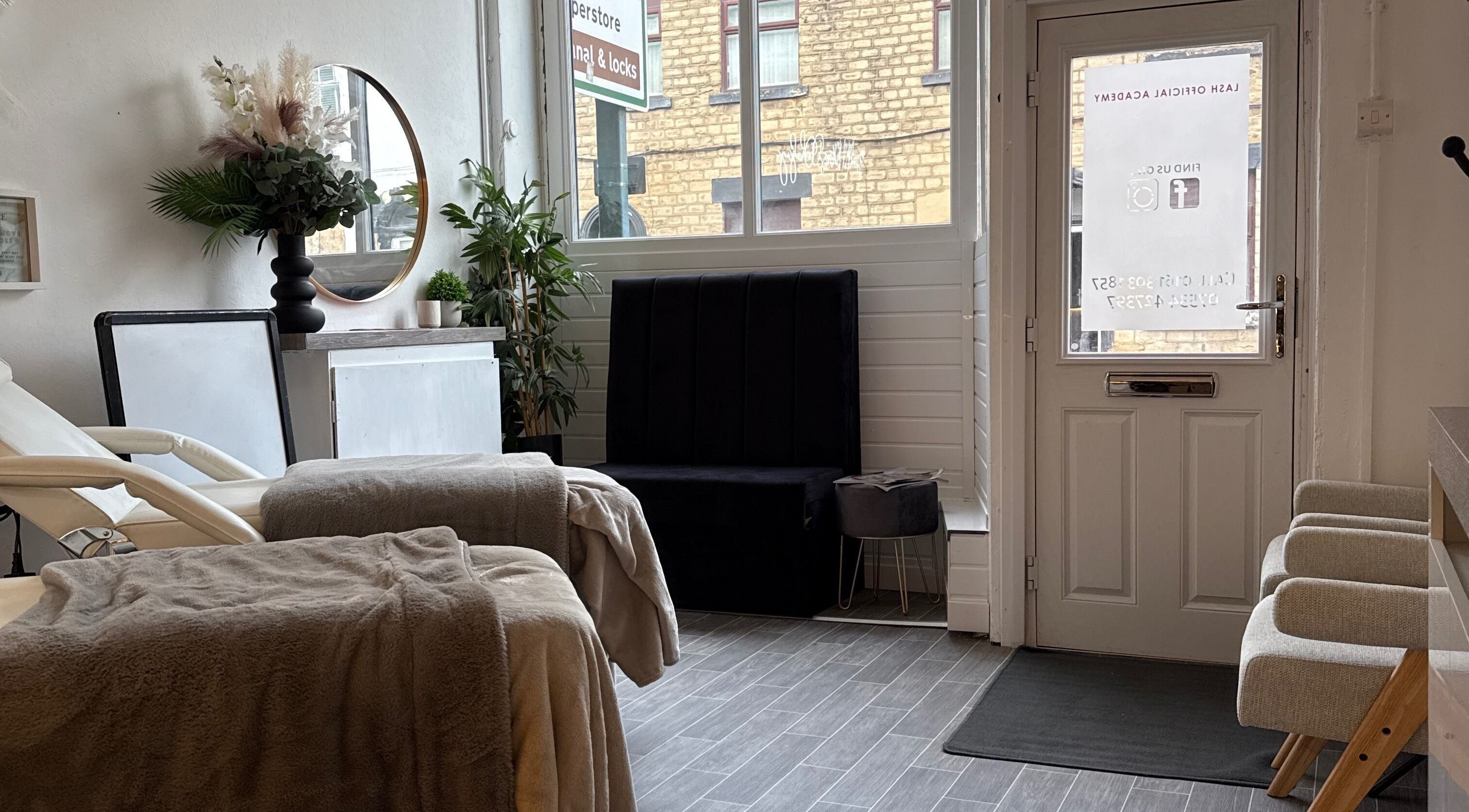 Comfortable interior of Lashedbycourtxx in Stalybridge, England, GB with elegant decor and inviting seating.