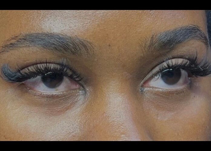 Close-up of lash enhancements at D’Luxe Lash Studio, Spanish Town, St. Catherine Parish, JM.