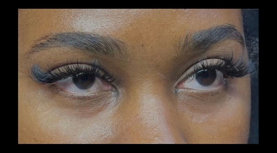 Close-up of lash enhancements at D’Luxe Lash Studio, Spanish Town, St. Catherine Parish, JM.