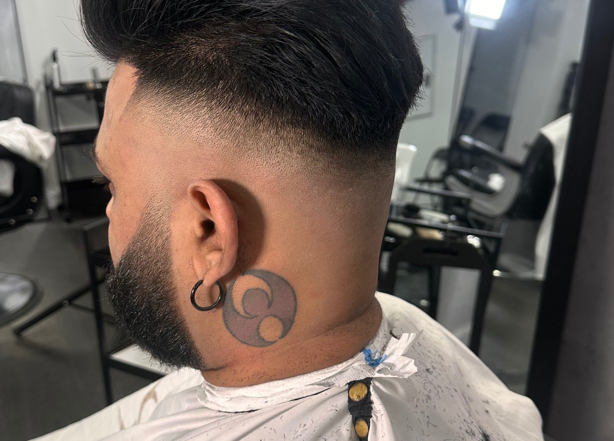 Close-up of a stylish haircut at Noble Blendz, Melbourne, Victoria, AU, showcasing modern grooming.