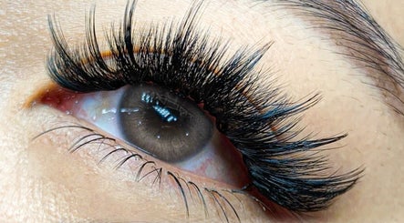 Closeup of voluminous eyelash extensions at Silklash Nbrow, Costa Mesa, California, US.