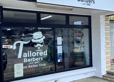 Tailored Barbers storefront, near Ethereal Beauty Therapy, Christies Beach, South Australia, AU.