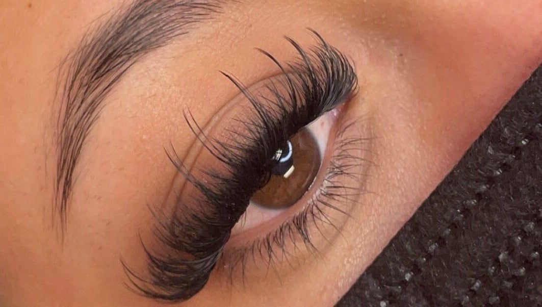 Close-up of eyelash extensions at Angel Lashes by Hiruni, Chapel Hill, Queensland, AU.