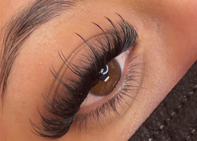 Close-up of eyelash extensions at Angel Lashes by Hiruni, Chapel Hill, Queensland, AU.