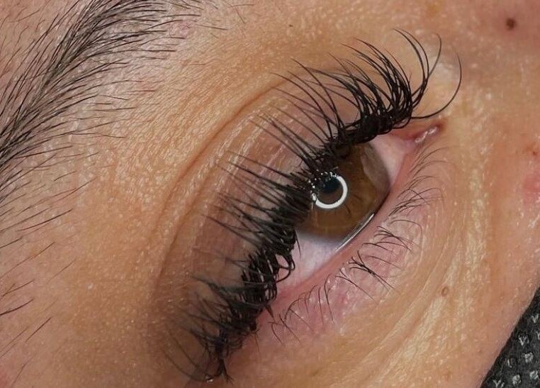 Close-up of eyelash extensions at Angel Lashes by Hiruni, Chapel Hill, Queensland, AU.