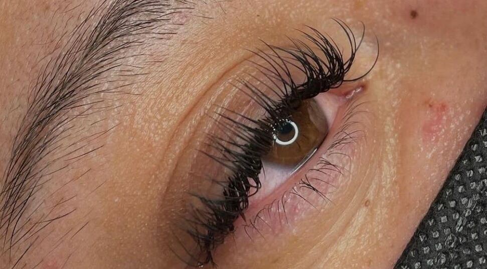 Close-up of eyelash extensions at Angel Lashes by Hiruni, Chapel Hill, Queensland, AU.