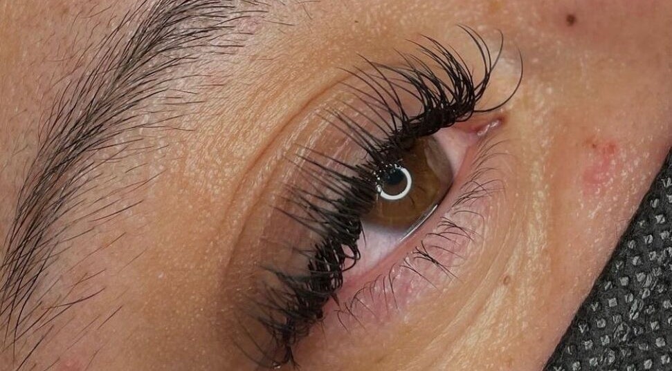 Close-up of eyelash extensions at Angel Lashes by Hiruni, Chapel Hill, Queensland, AU.