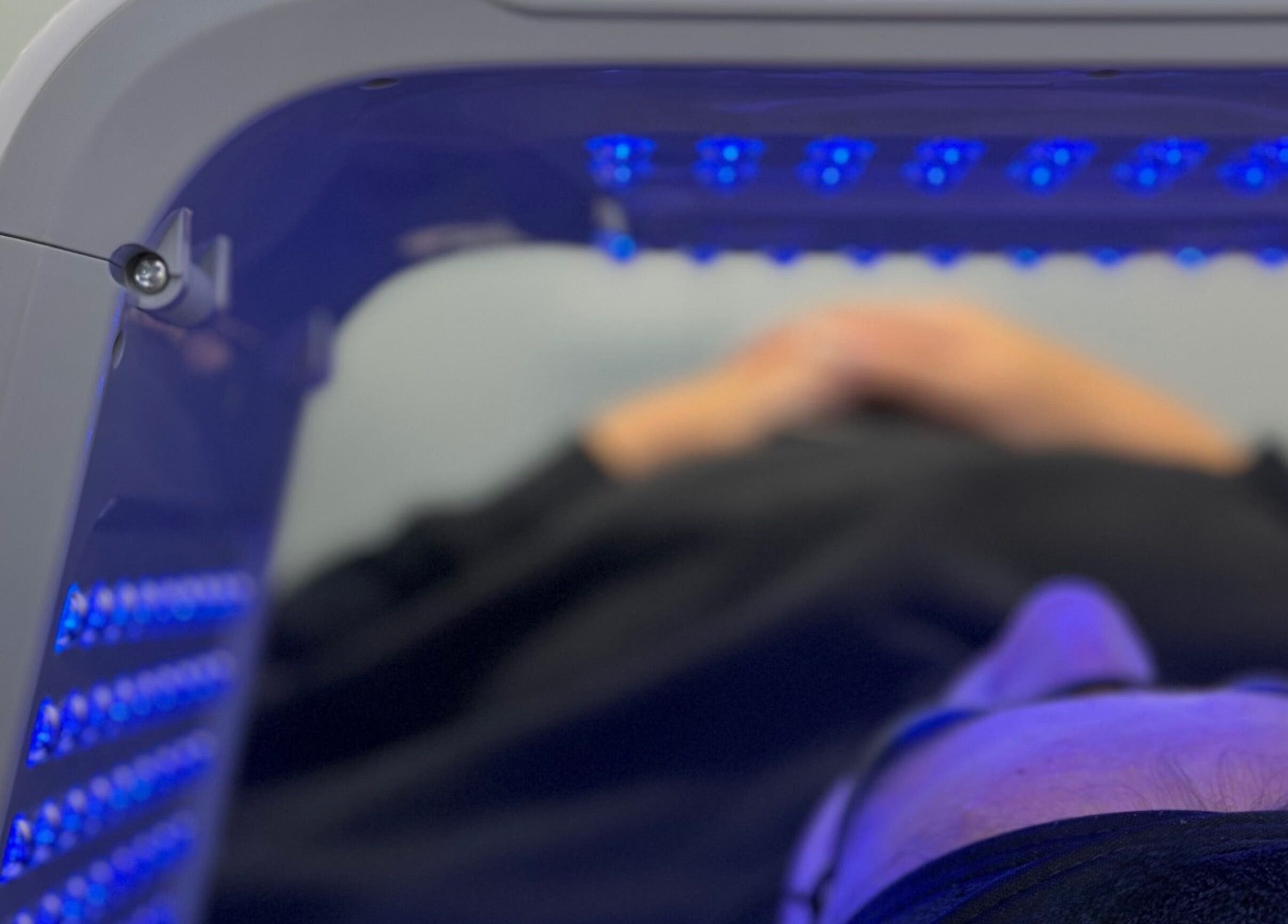 LED therapy at More Than Skin By Diane in Hamilton, Scotland. A client enjoys a relaxing beauty treatment.