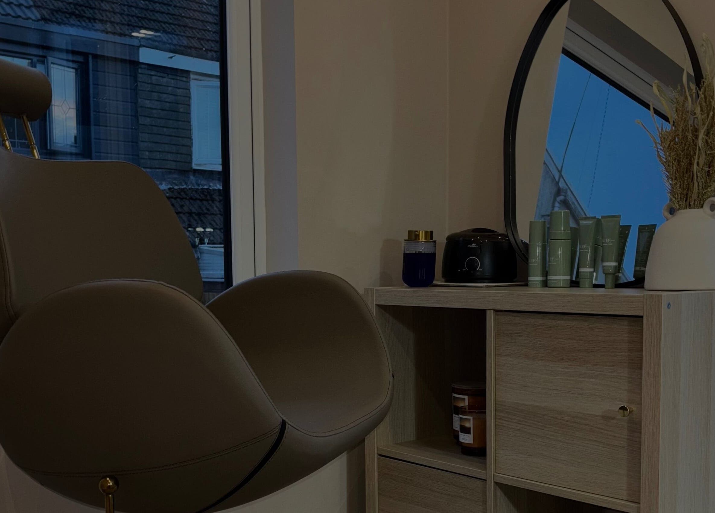 Elegant beauty chair and products at By Jessie, Rumney, Wales, GB.