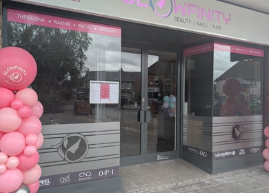 Glowfinity - Woodley venue exterior with pink balloon decor, Woodley, England, GB.