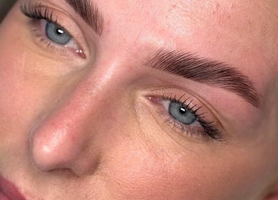 Close-up of expertly shaped eyebrows at Megan Lou - Wellness | Skin | Eyebrows, Leicester, England, GB.