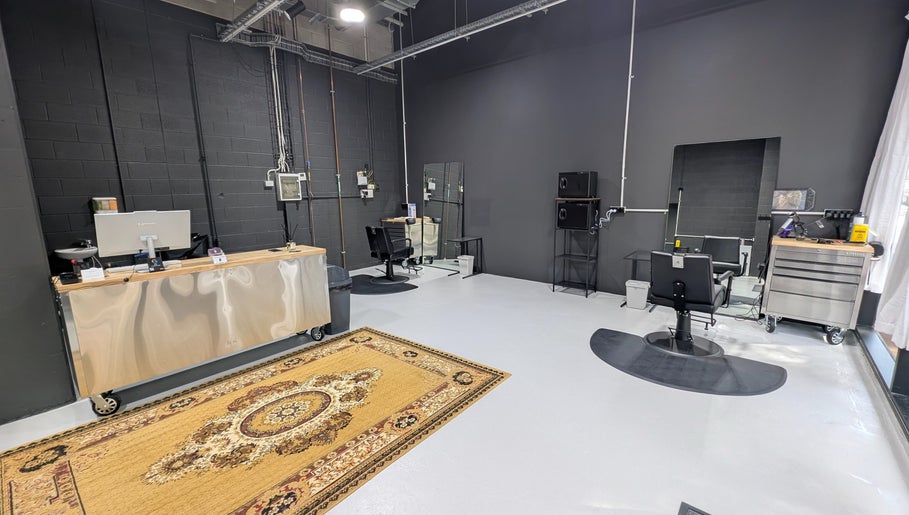 Chic salon interior at Sanctum Studio Perth, Subiaco, Western Australia, AU with modern styling stations.