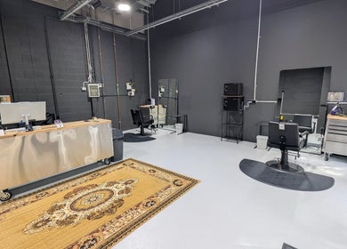 Chic salon interior at Sanctum Studio Perth, Subiaco, Western Australia, AU with modern styling stations.