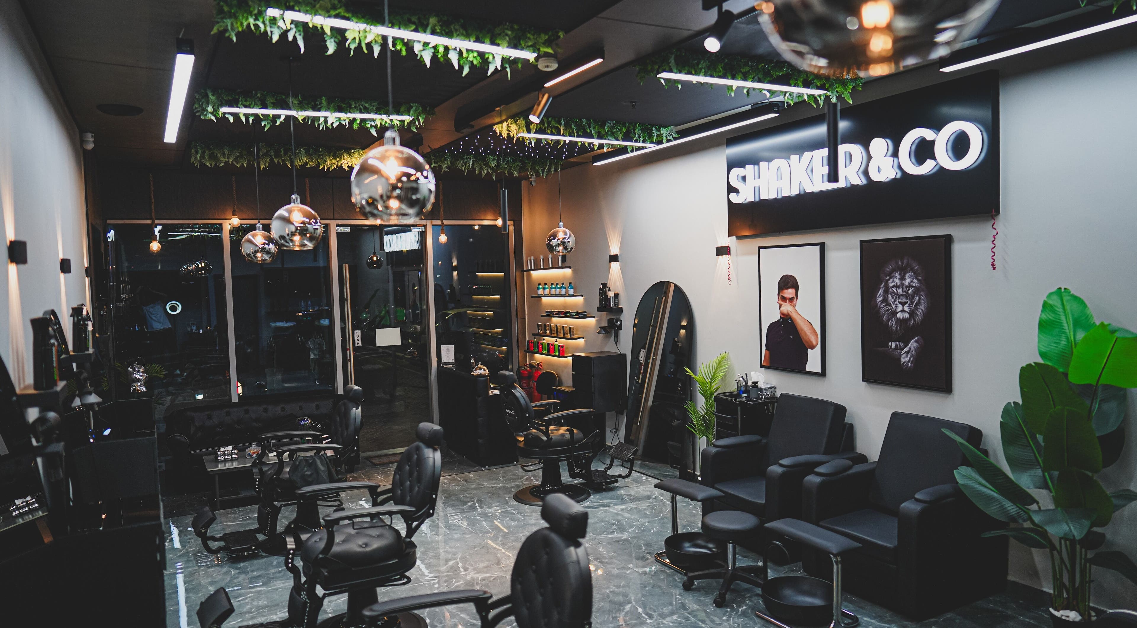 Elegant interior of Shaker & Co beauty salon in Dubai, Dubai, AE with modern decor and stylish furnishings.