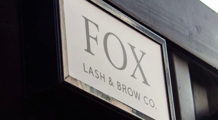 Fox Lash & Brow Co shopfront sign in Barry, Wales, GB, showcasing elegant typography.