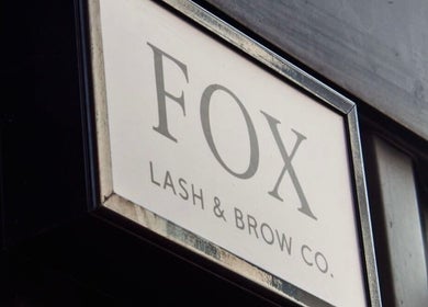 Elegant sign of Fox Lash & Brow Co at Barry, Wales, GB, showcasing the venue's modern appeal.
