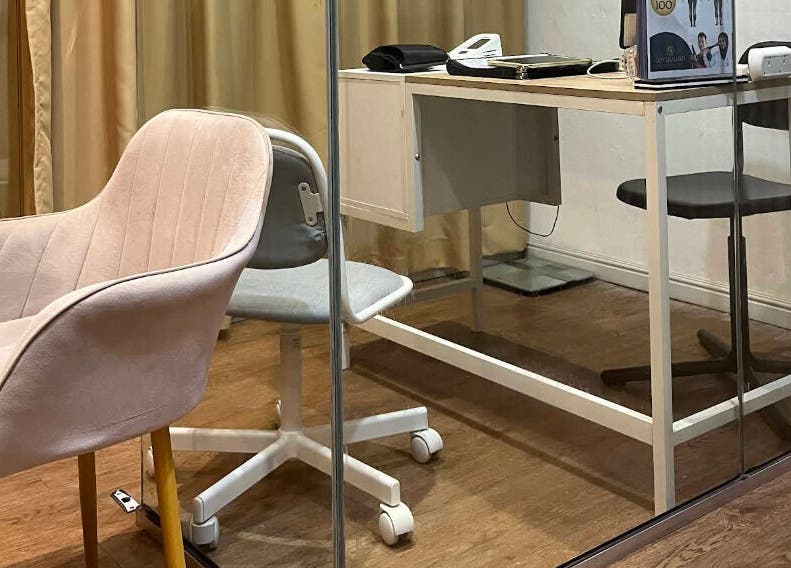 Cozy consultation area at Spa Bekam Ar Rayyan Kota Kinabalu, Putatan, Sabah, MY, with modern seating.