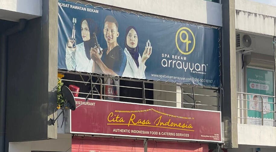 Spa Bekam Ar Rayyan Kota Kinabalu at Putatan, Sabah, MY with vibrant signage showcasing services.