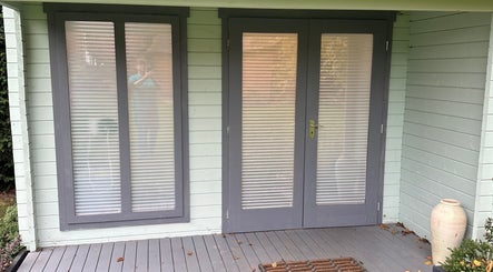 Entrance with frosted glass at Coventry Foot Clinic Whoberley, CV5 8BH, England, GB.
