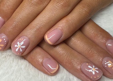 Floral nail art at IC Nails, Aylesbury, England, GB, showcasing detailed designs for a chic look.