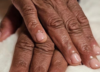 Close-up of elegantly manicured nails at IC Nails, Aylesbury, England, GB.