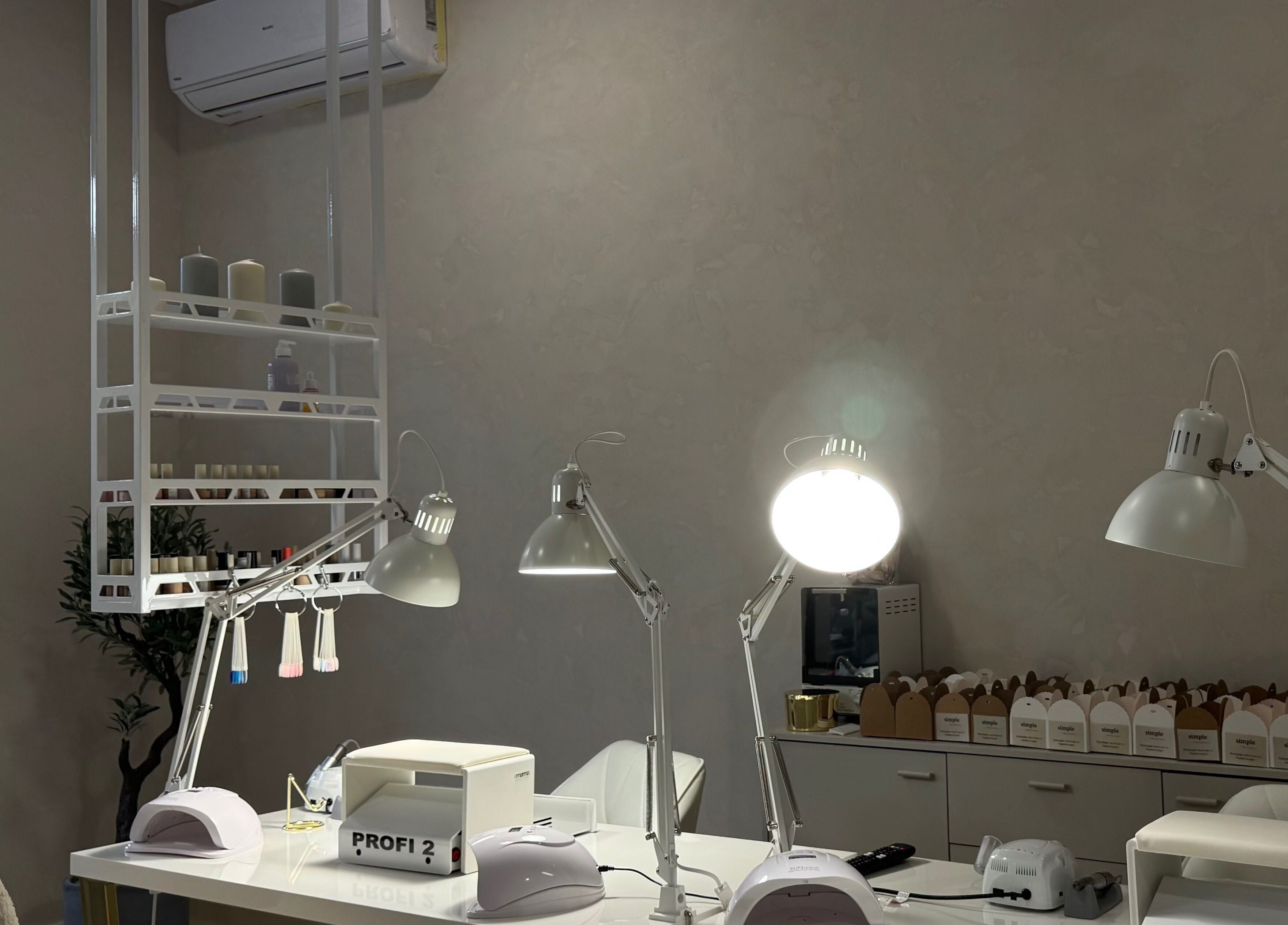 Modern beauty station at Simple by Eleonora Velinova, Sofia, Sofia City Province, BG with elegant decor.