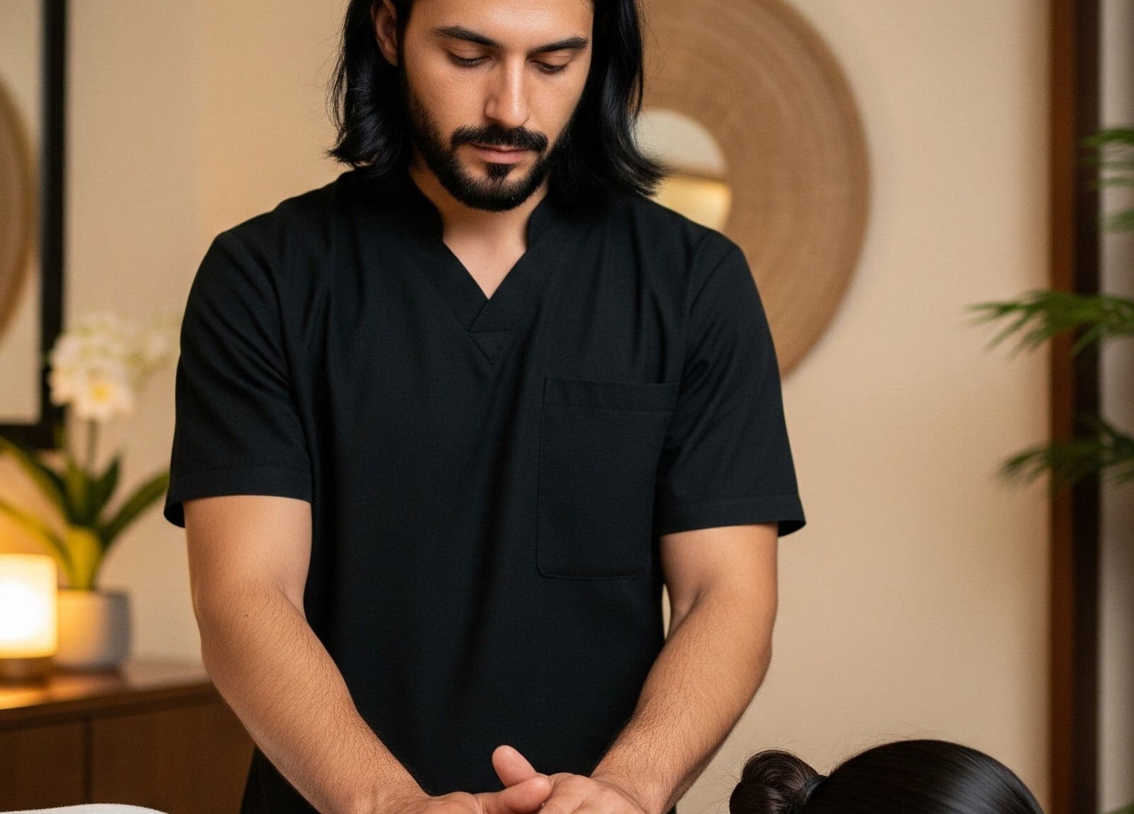 Therapist providing massage at Dopamine Rush, Pointe-claire, Québec, CA in a calming, serene environment.