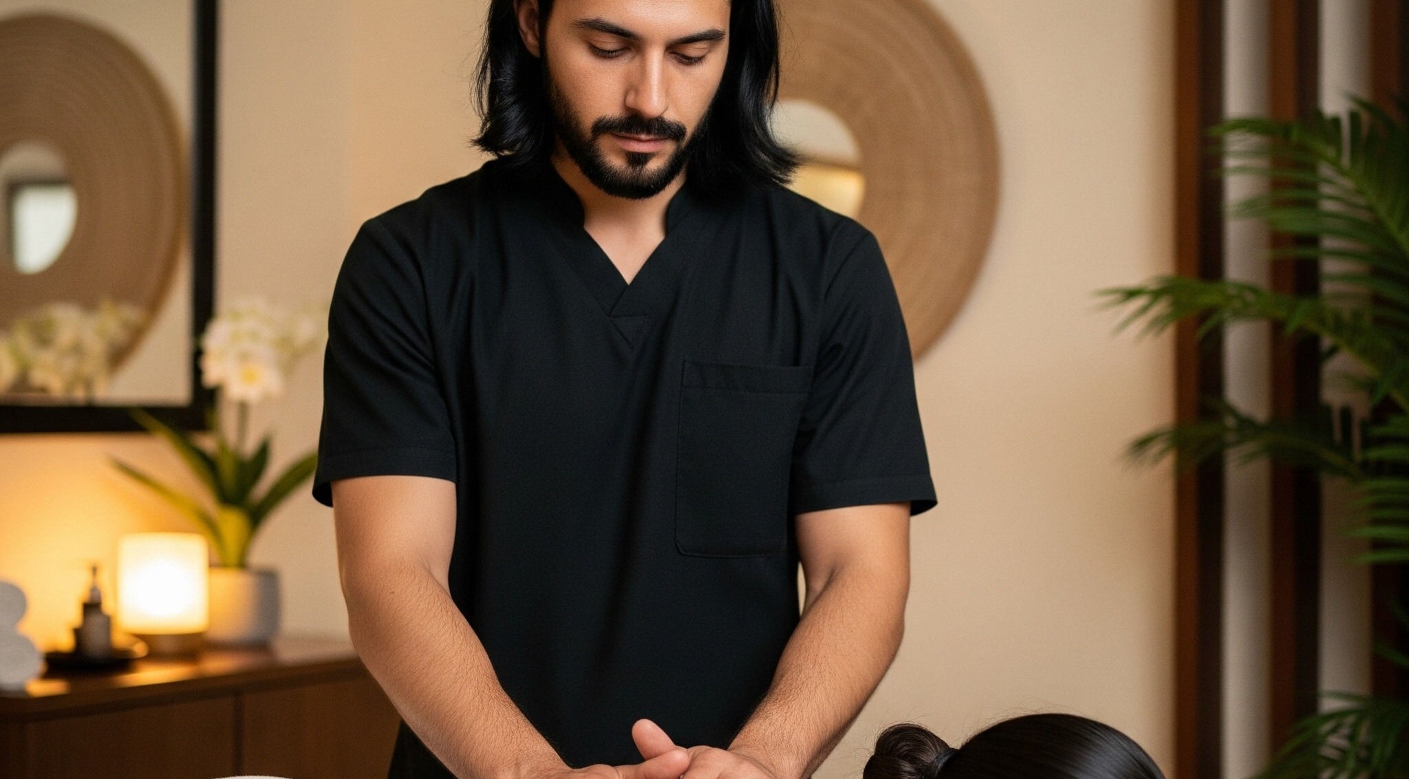 Therapist providing massage at Dopamine Rush, Pointe-claire, Québec, CA in a calming, serene environment.