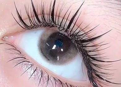 Close-up of expertly styled eyelashes at Lisa Nails and Spa, Sonora, California, US.