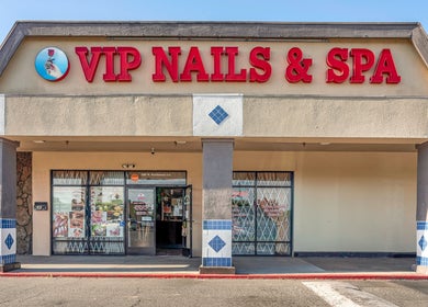 Front view of VIP Nails and Spa Official in Lodi, California, US.