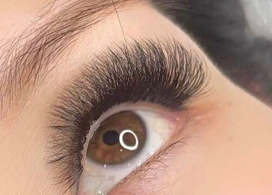 Close-up of eyelash extensions at VIP Nails and Spa Official, Lodi, California, US.
