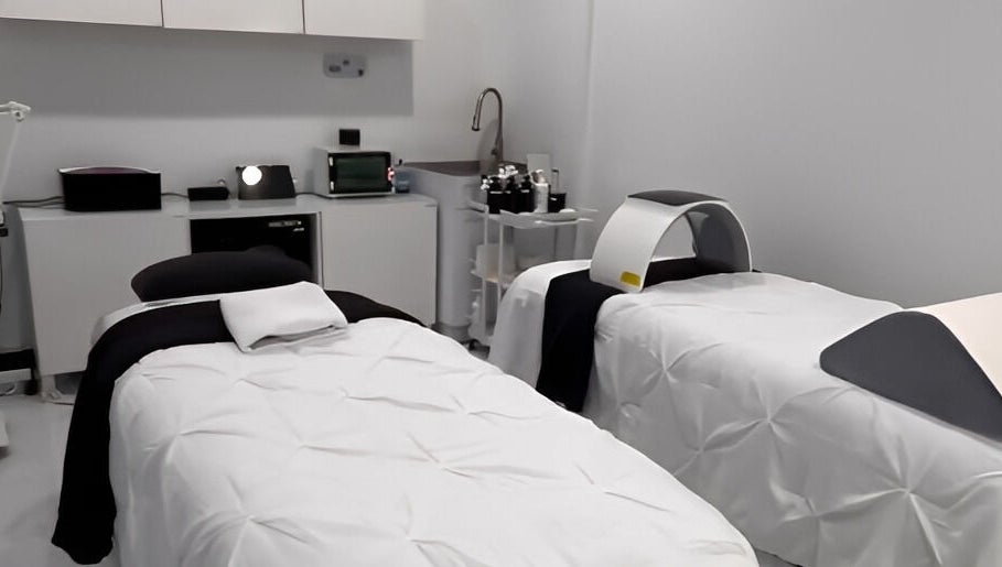 Luxurious treatment room at KaHBee by Lee, Torrance, California, US, featuring two massage tables.