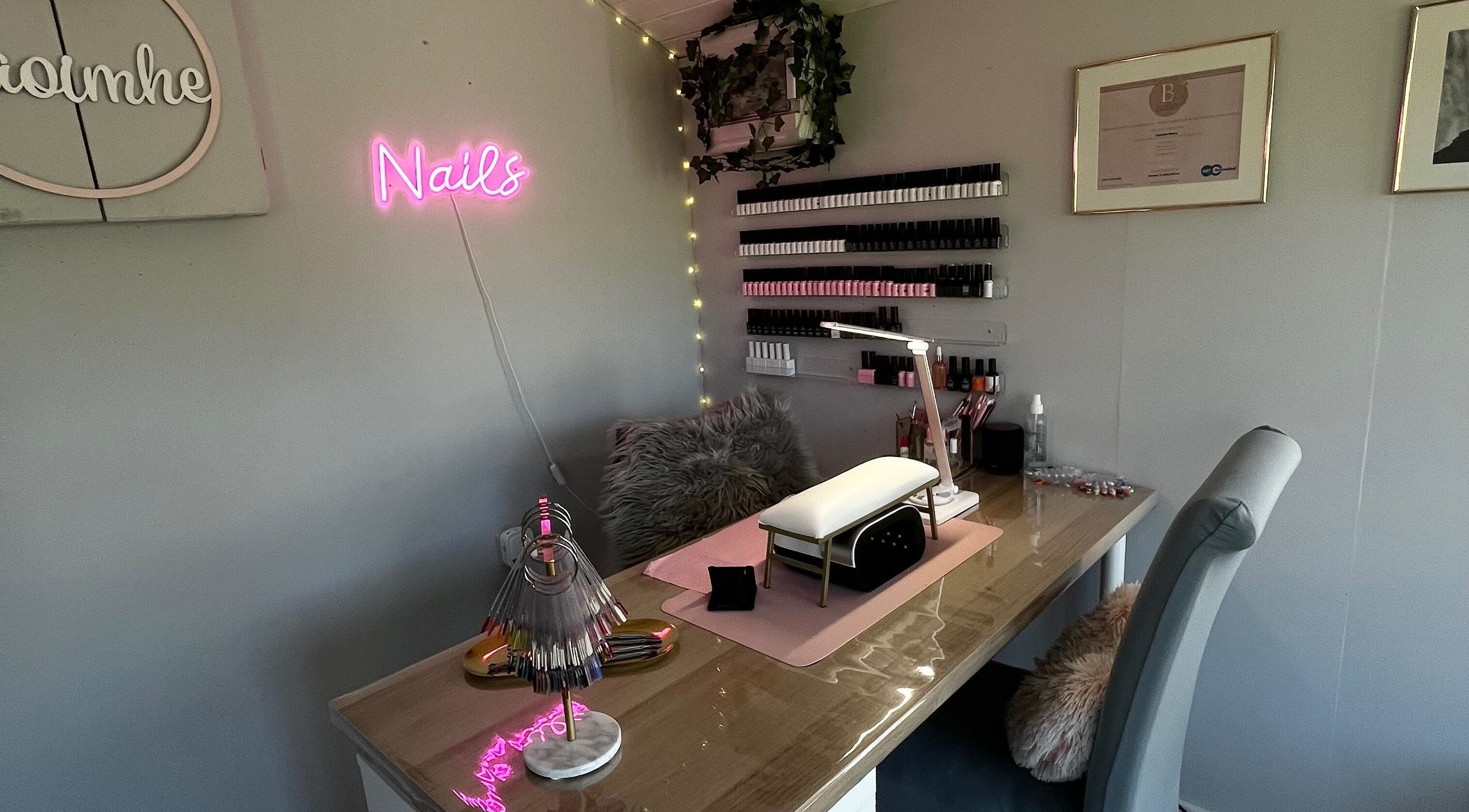 Nail studio at Nails By Caoimhe in Castlebar, County Mayo, IE, featuring a stylish workspace and vibrant decor.