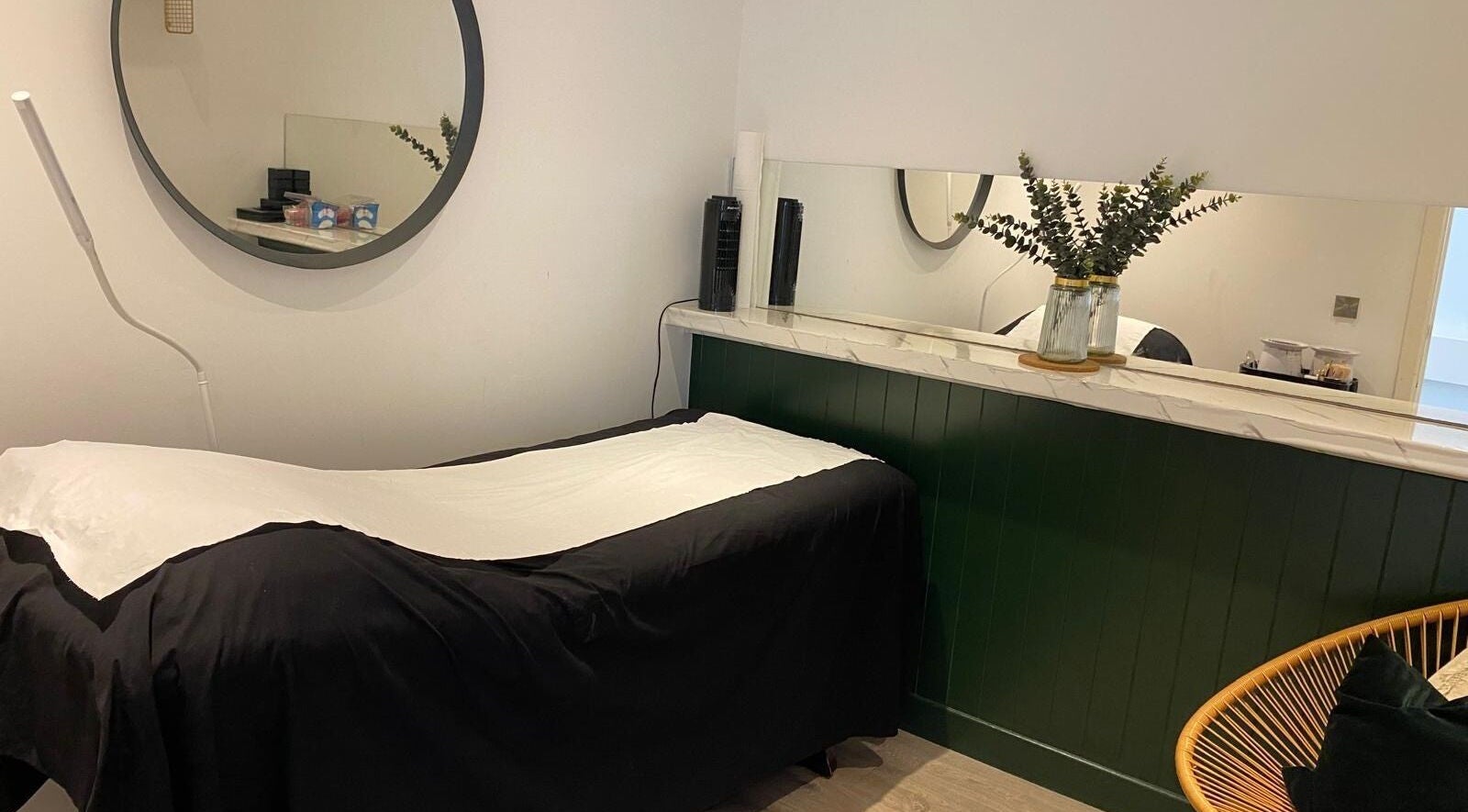 Relaxing treatment room at A2aesthetics, Dublin, County Dublin, IE, featuring a massage table and modern decor.