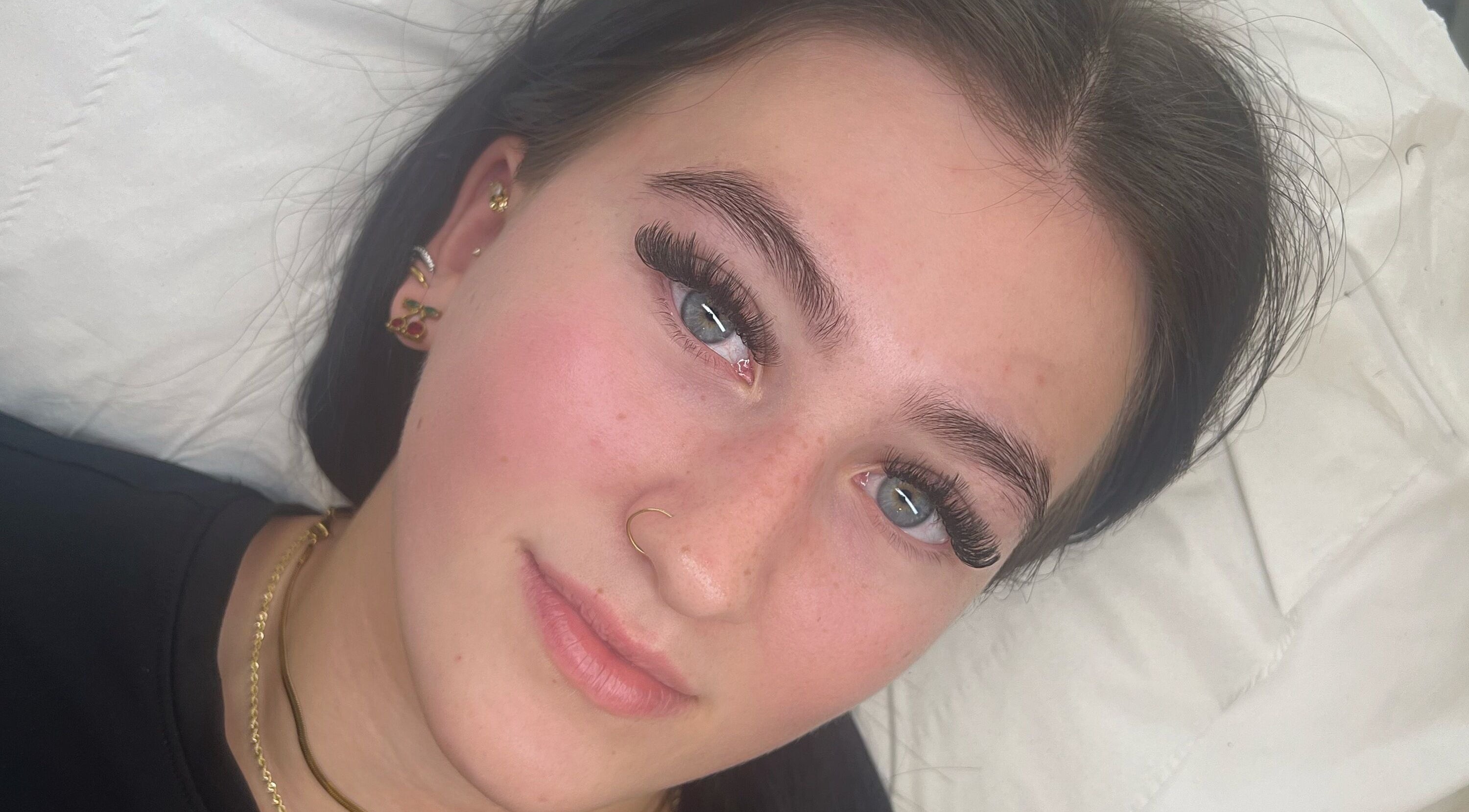 Close-up of elegant eyelashes at By Summer Harrison in Kirkham, England, GB. Beautifully styled for a radiant look.