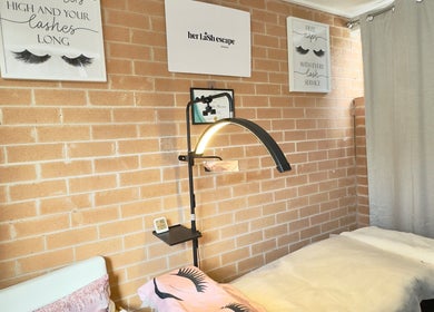 Cozy lash treatment setup at Her Lash Escape, Minto, New South Wales, AU with stylish decor.