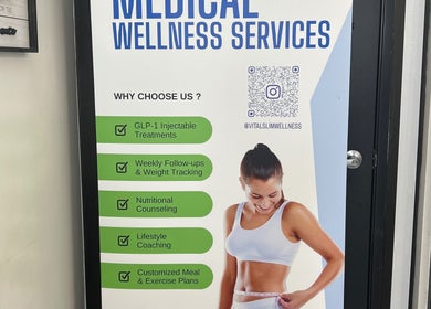 VitalSlim Wellness Services poster in Chandler, Arizona, US showcasing medical treatments and lifestyle coaching.