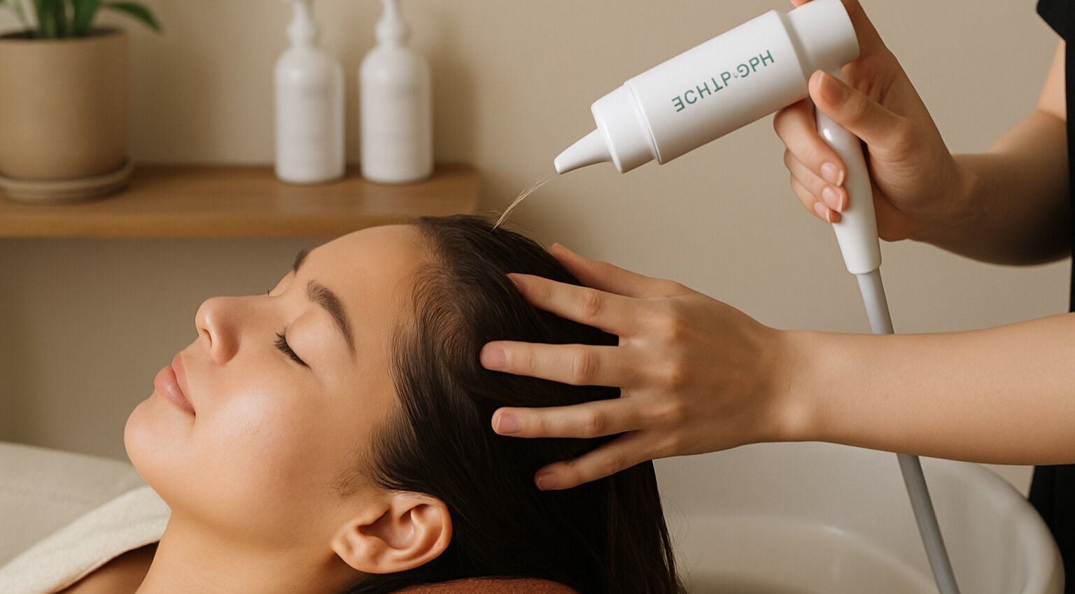 Relaxing scalp treatment at Zen Scalp Spa, Burbank, California, US. A serene wellness experience.