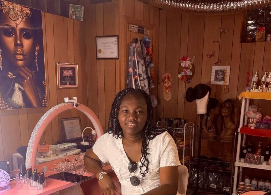 A welcoming beauty station at AWrelax Spa, Davenport, Iowa, US, featuring a friendly staff member.