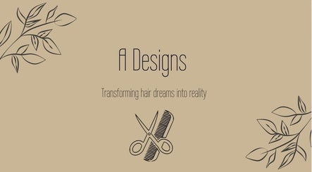 A Designs logo with scissors and comb. Transforming hair dreams into reality at Killarney Vale, New South Wales, AU.