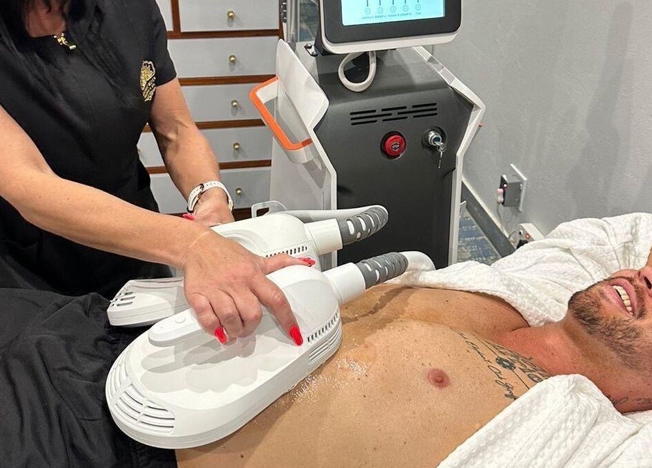 Man receiving a sculpting treatment at Bohemian Wellness & Spa, Pretoria, Gauteng, ZA.