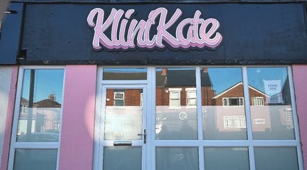 Front view of KliniKate Aesthetics & Beauty in Darlington, England, GB with pink and black exterior.