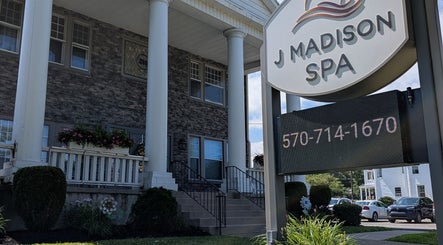 J. Madison Spa entrance with welcoming sign in Kingston, PA, US.