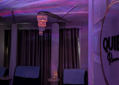 Relaxing quiet room at J. Madison Spa, Kingston, PA, US with ambient lighting and cozy seating.