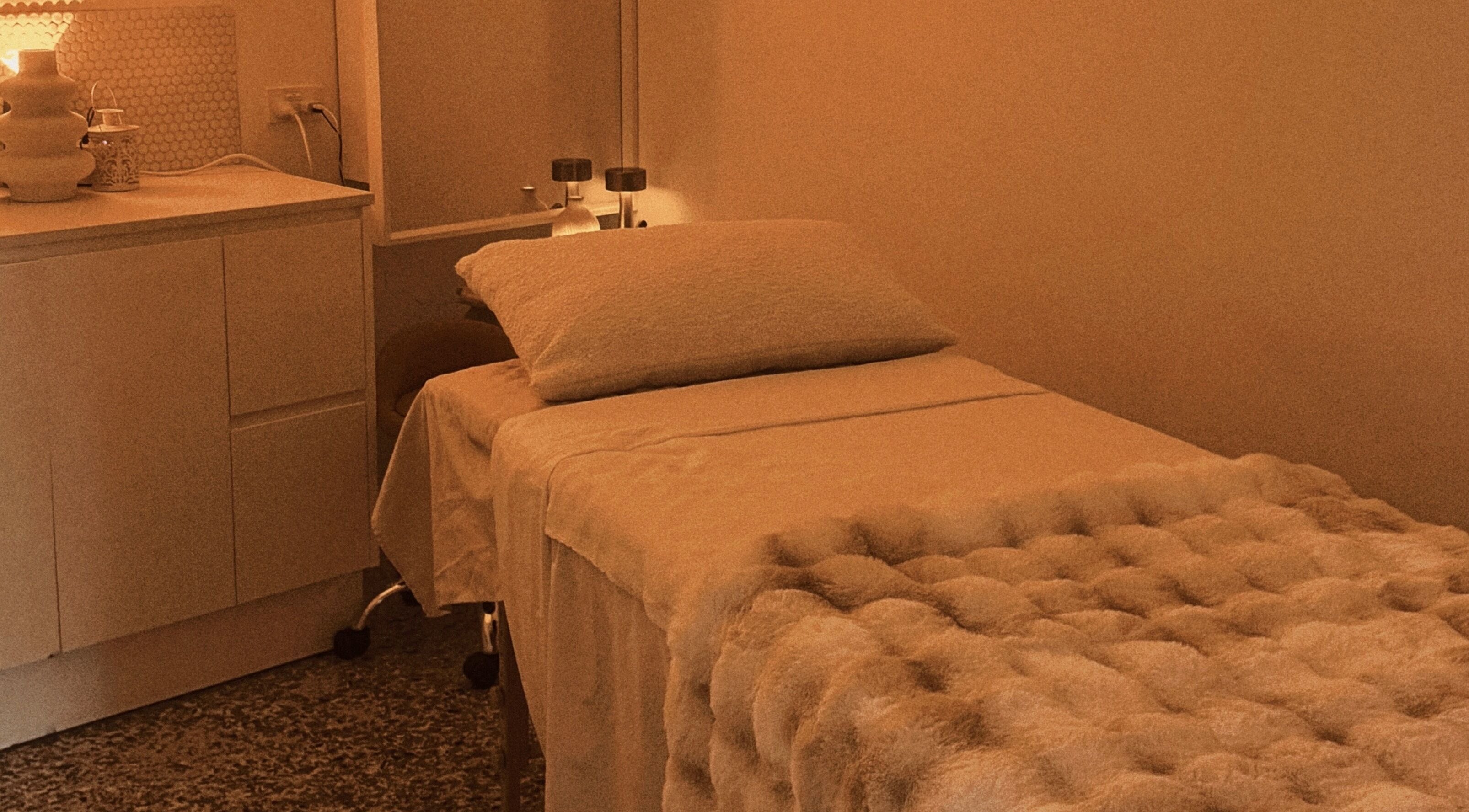 Serene massage room with cozy bed at The Serenity Room - Massage Studio, Surfers Paradise, Queensland, AU.